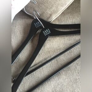 Saks Fifth Avenue Glossy Black Wooden Suit Jacket & Pants Hangers w/White Logo